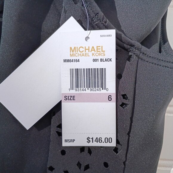 MICHAEL KORS Scuba Zip Swimsuit Womens 6 Black One Piece Bathing Suit NWT - Picture 11 of 16